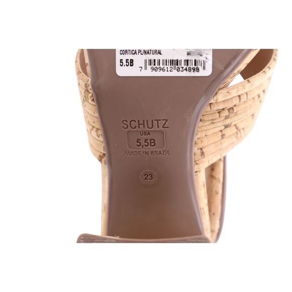 Schutz Ana Kate Open Toe Sandals in Beige Cork - Picture 7 of 9